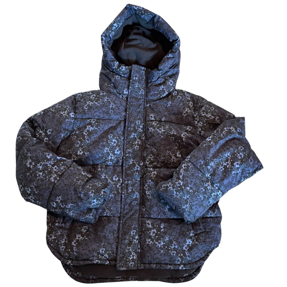Girls' Floral Printed Puffer Jacket - All In Motion Blue L 10/12